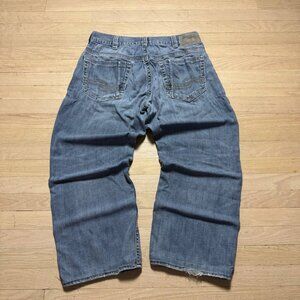 Vintage Silver Jeans Co Baggy Wide Leg Distressed Blue Denim Pants Size 33x27